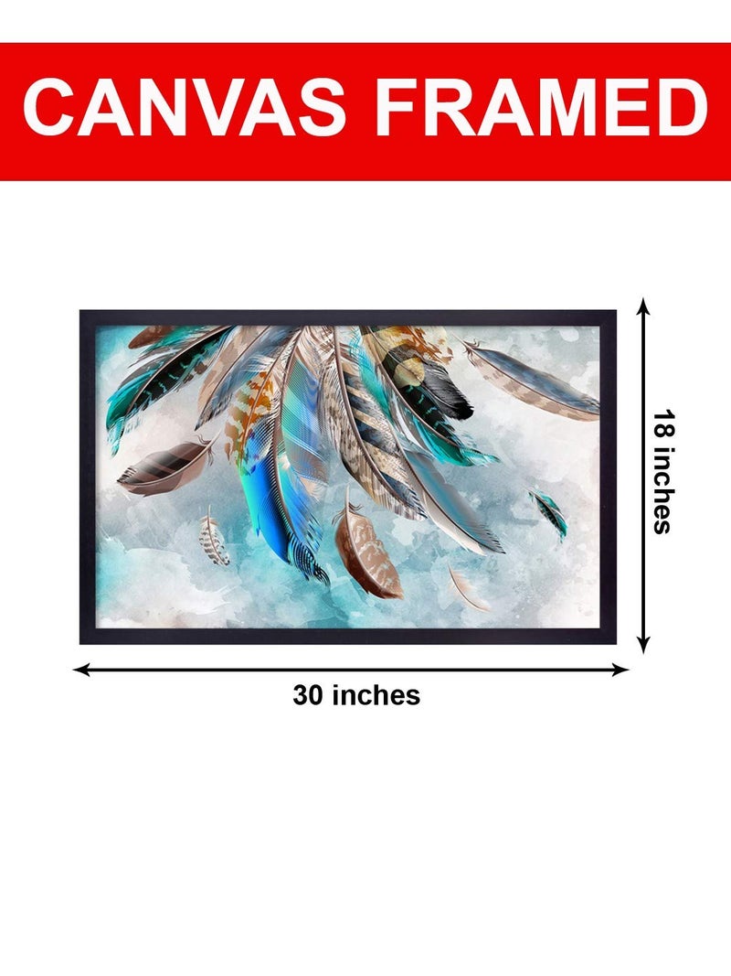 999STORE Printed Multiple Different Colorful Feathers Painting Wall Art with Black Frame (Canvas_18X30 Inches_Multi) BLFLP18300127 - Image 5