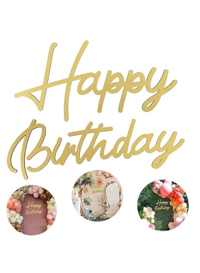 Happy Birthday Sign for Backdrop, Happy Birthday Wooden Sign with Gold Painted Cutout Happy Birthday Letters Sign Birthday Decoration for Backdrop Wall Photo Prop - Image 3