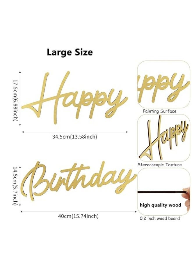 Happy Birthday Sign for Backdrop, Happy Birthday Wooden Sign with Gold Painted Cutout Happy Birthday Letters Sign Birthday Decoration for Backdrop Wall Photo Prop - Image 4