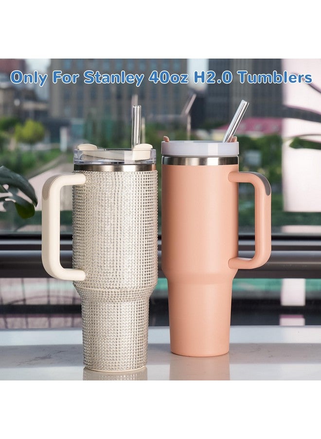 NiHome NiHome 12PCS Clear Glass Reusable Straws for Stanley H2.0 40oz Tumbler, 6 Straight + 6 Bent with 2 Brushes, 12’’ Long 0.4’’/10mm Diameter, Enhances Drinking Experience Prevents Spills, Dishwasher Safe - Image 2