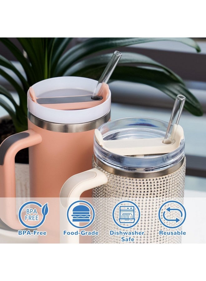 NiHome NiHome 12PCS Clear Glass Reusable Straws for Stanley H2.0 40oz Tumbler, 6 Straight + 6 Bent with 2 Brushes, 12’’ Long 0.4’’/10mm Diameter, Enhances Drinking Experience Prevents Spills, Dishwasher Safe - Image 3