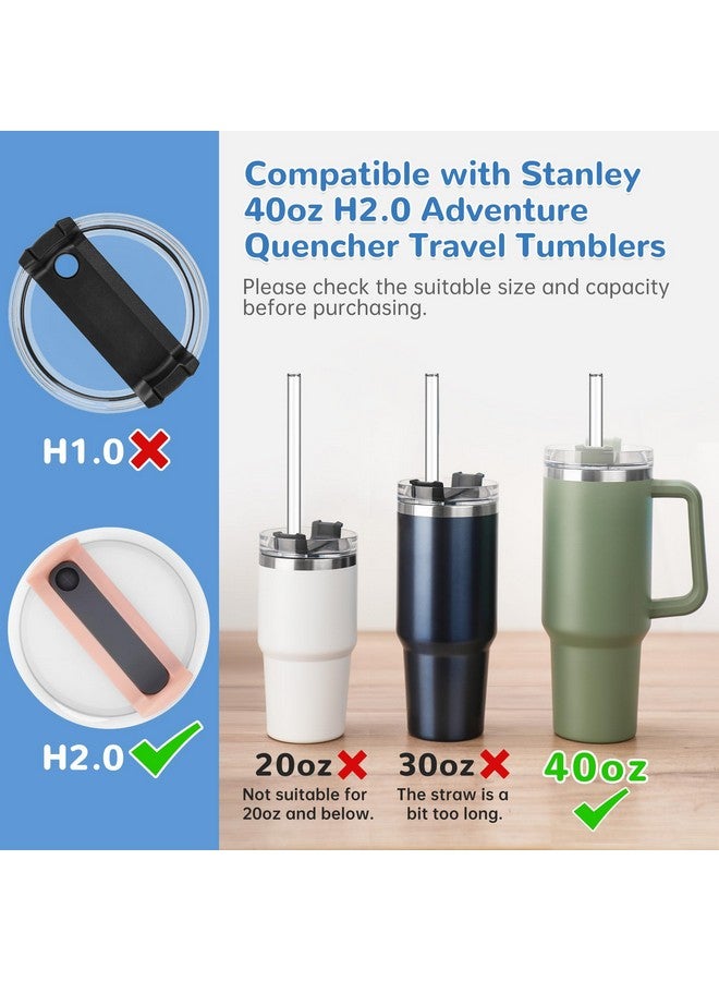 NiHome NiHome 12PCS Clear Glass Reusable Straws for Stanley H2.0 40oz Tumbler, 6 Straight + 6 Bent with 2 Brushes, 12’’ Long 0.4’’/10mm Diameter, Enhances Drinking Experience Prevents Spills, Dishwasher Safe - Image 4