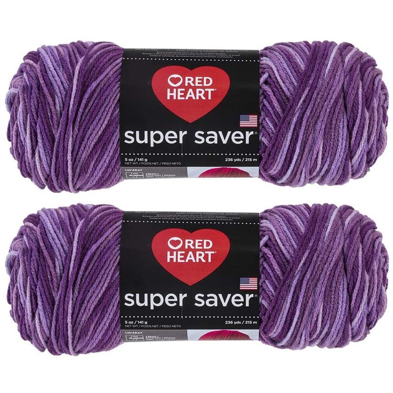 Bulk Buy Red Heart Super Saver 2Pack Purple Tones 5 oz Each Skein