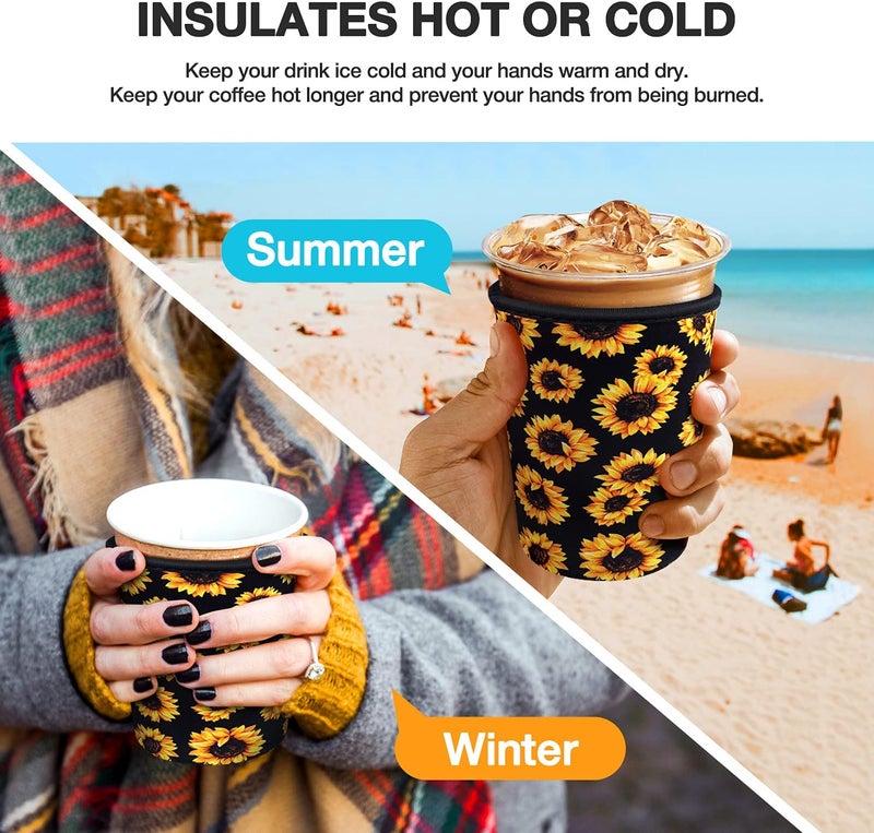 KPX 3 Pack Iced Coffee Cup Sleeve for Large Sized Cups, Reusable Neoprene Iced Coffee Cup Holder for Hot Cold Drinks, Compatible with Starbucks, Dunkin Donuts, and More - Image 4