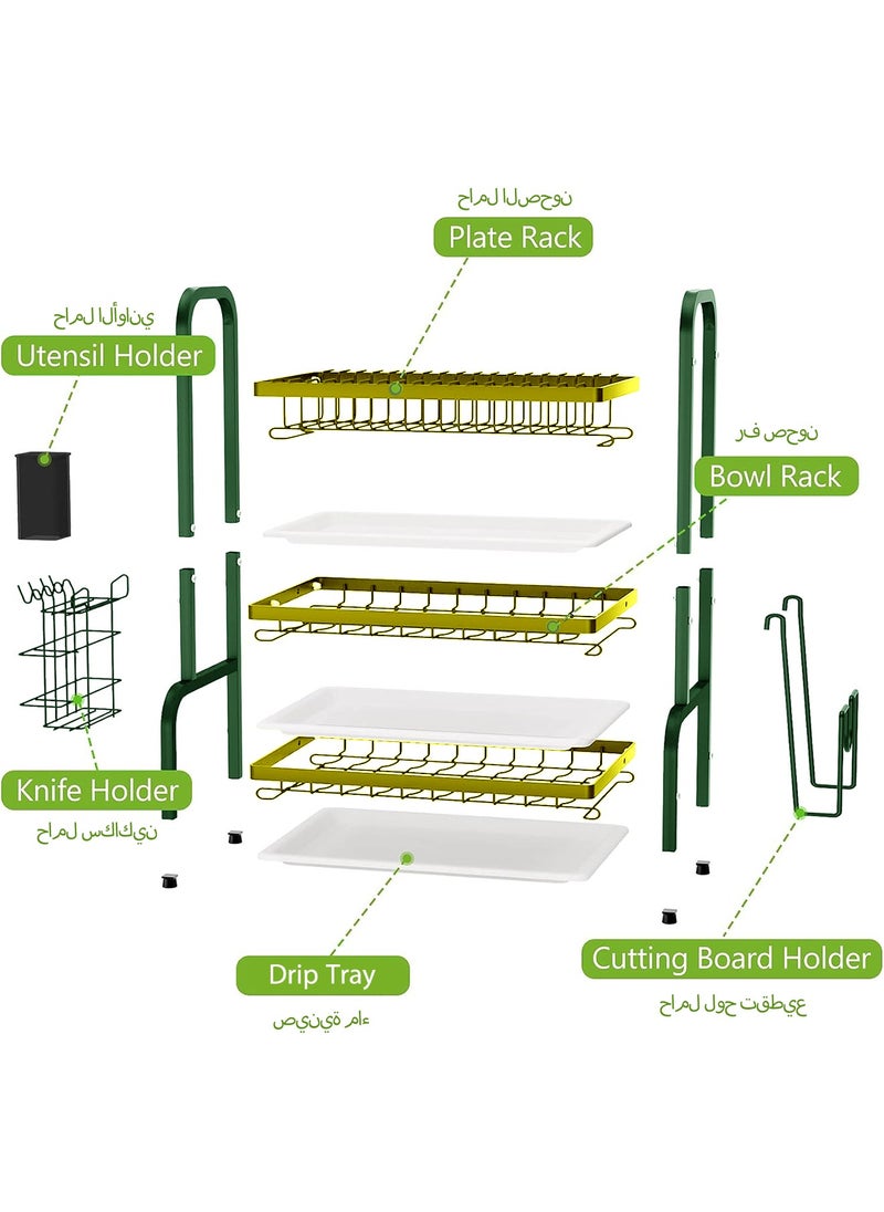 Sunnaltree Dish Drying Rack, 3-Tier Dish Rack Drainboard Set, Kitchen Multi-functional Stainless Steel Removable Cutlery Drain Rack, Dish Drainer with Drip Tray Knife Holder, Cutting Board Holder for Kitchen Dish Strainers for Counter  - Image 3
