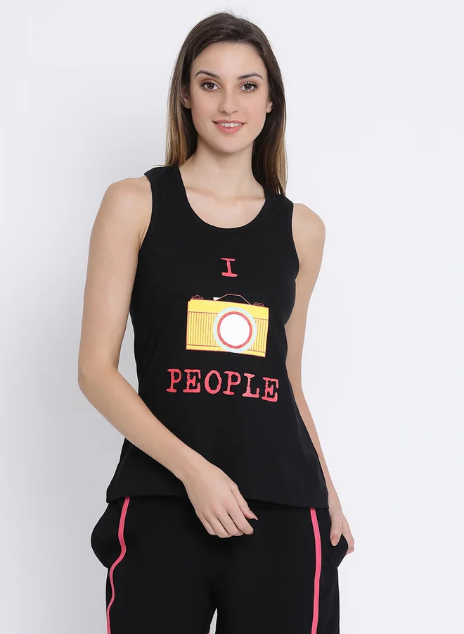 Clovia Clovia Graphic Print Tank Top and Shorts Pyjama Set