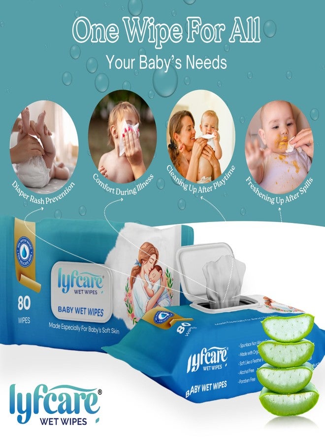 Lyfcare Soft Cleansing Baby Wipes with Lid | 80 Wipes x Pack of 1 - 80 Wipes | For New Born Baby’s | Prevents Rashes & Redness with Goodness of Aloe Vera, Vitamin E | Alcohol & Paraben Free - Image 3