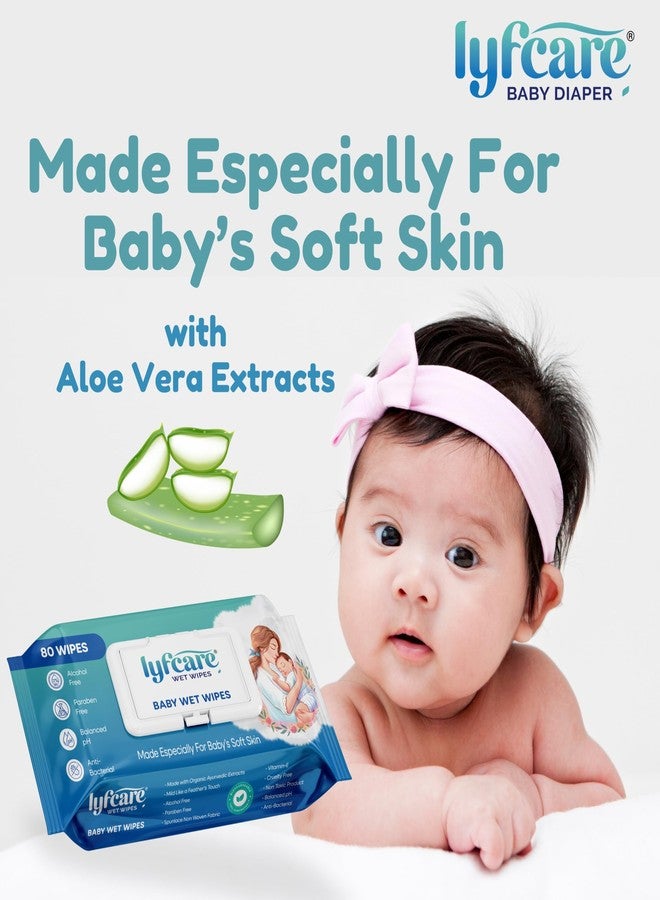 Lyfcare Soft Cleansing Baby Wipes with Lid | 80 Wipes x Pack of 1 - 80 Wipes | For New Born Baby’s | Prevents Rashes & Redness with Goodness of Aloe Vera, Vitamin E | Alcohol & Paraben Free - Image 5