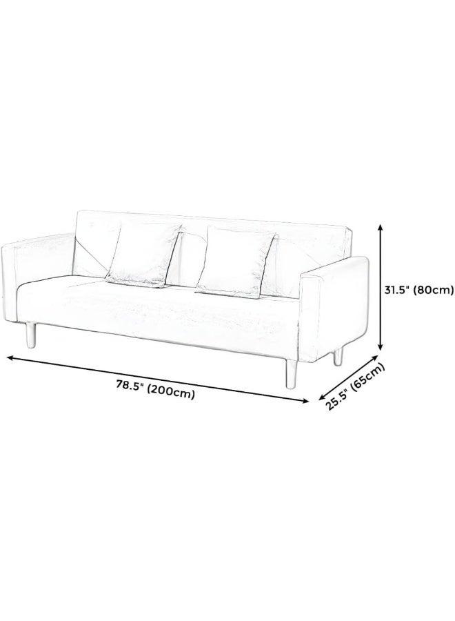Ripple FURNITURE UAE Homes Modern Convertible Sofa Bed, Square Arms, Cotton Blend Slipcover, Grey (Coffee) - Image 2