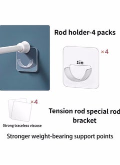 STAUD 4-Curtain Rod Bracket Holder, Curtain Rods No Drilling Adhesive Curtain Rod Holder Curtain Rod Bracket Curtain Hangers No Drilling Hooks Mounting Screws, Anchors and Sticky Strips Wall Hooks  - Image 3