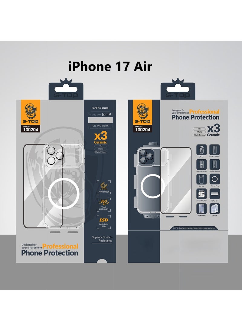 اس-توب مجموعة الحمايه ايفون 17 اّير  المتكاملة  10 في 1 حمايه تستحق الثقة متوافقة مع هاتف ايفون 17 اّير - Image 1