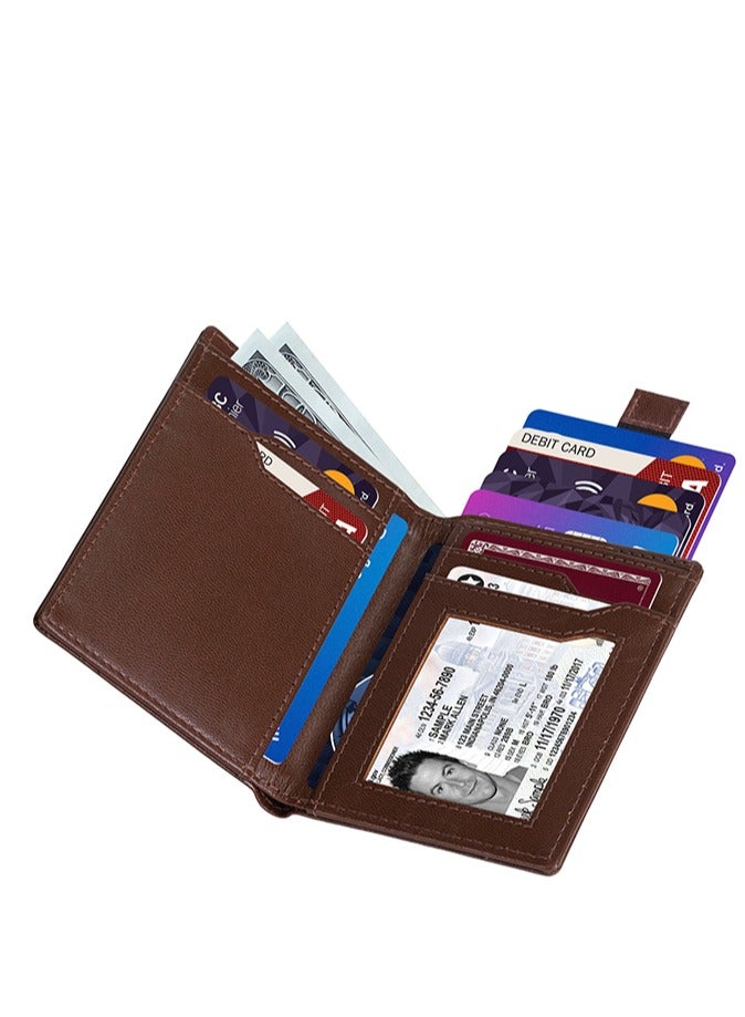 سكينزبي محفظة ثنائية الطي من الجلد RFID للرجال بني  - Image 3