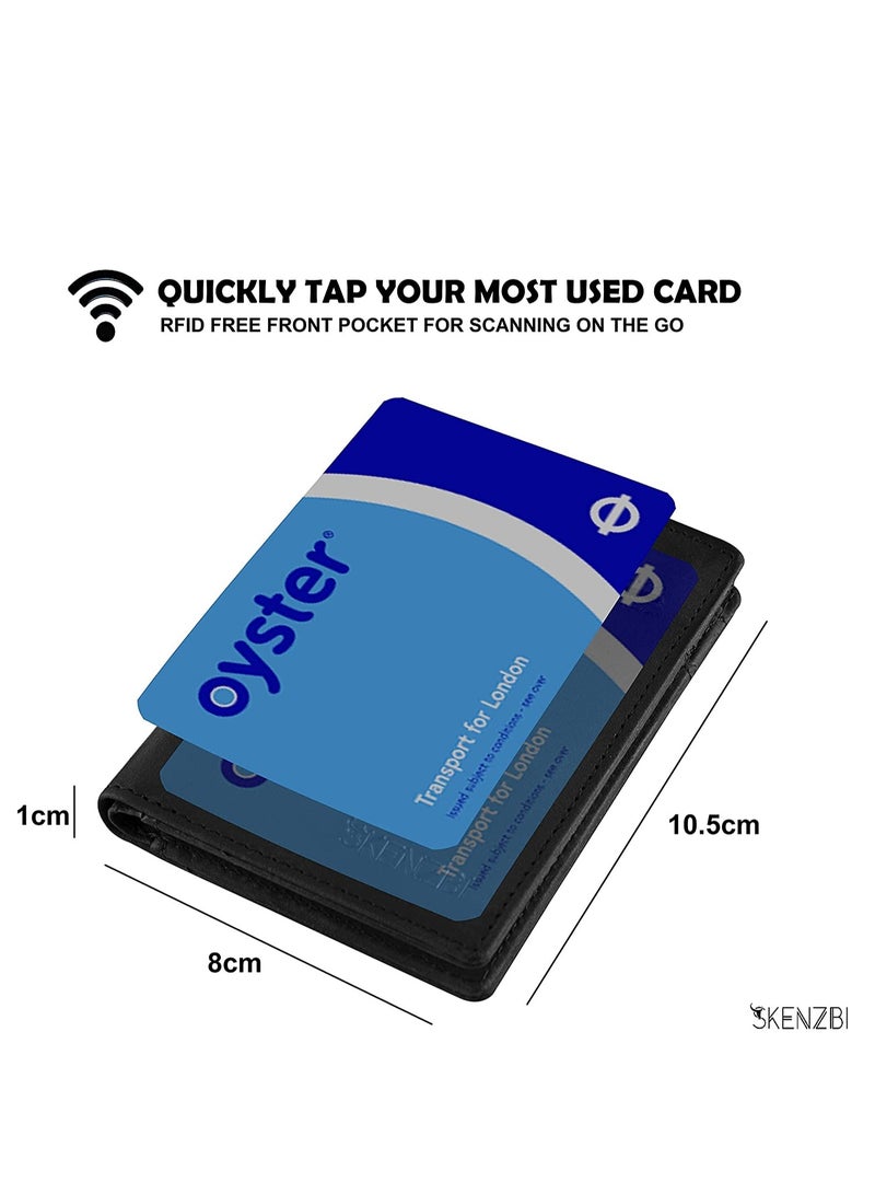 سكينزبي محفظة ثنائية الطي من الجلد RFID للرجال بني  - Image 5