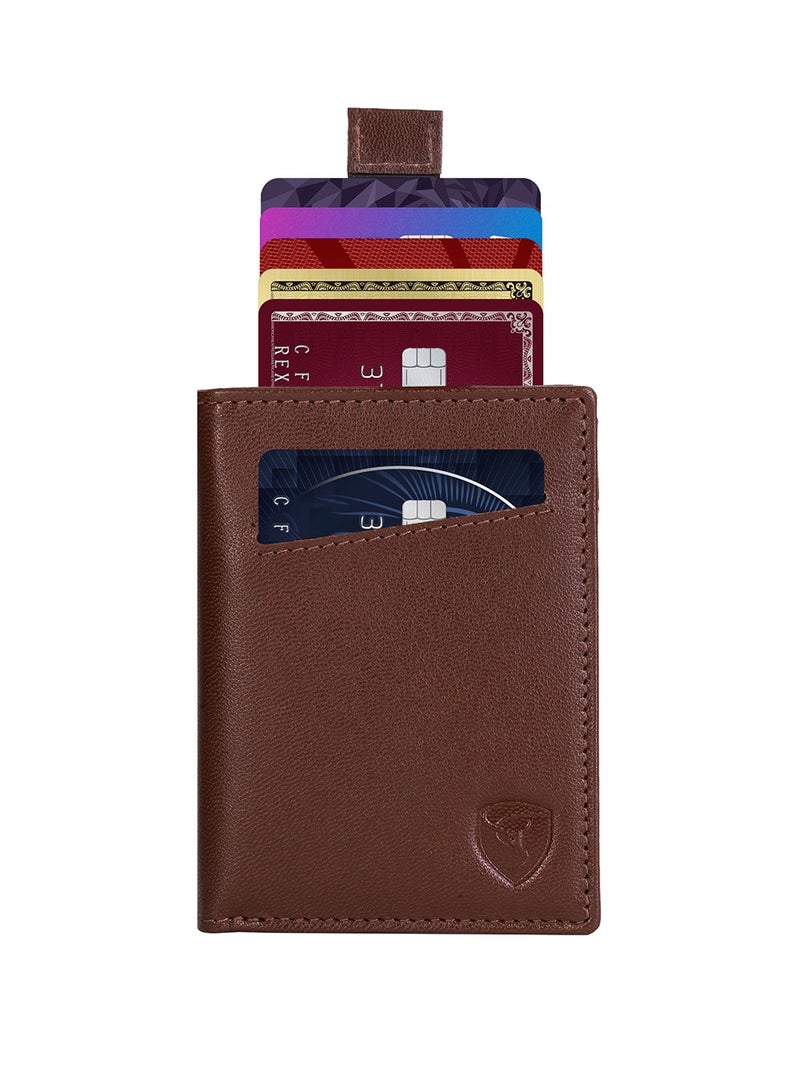 سكينزبي محفظة ثنائية الطي من الجلد RFID للرجال بني  - Image 1