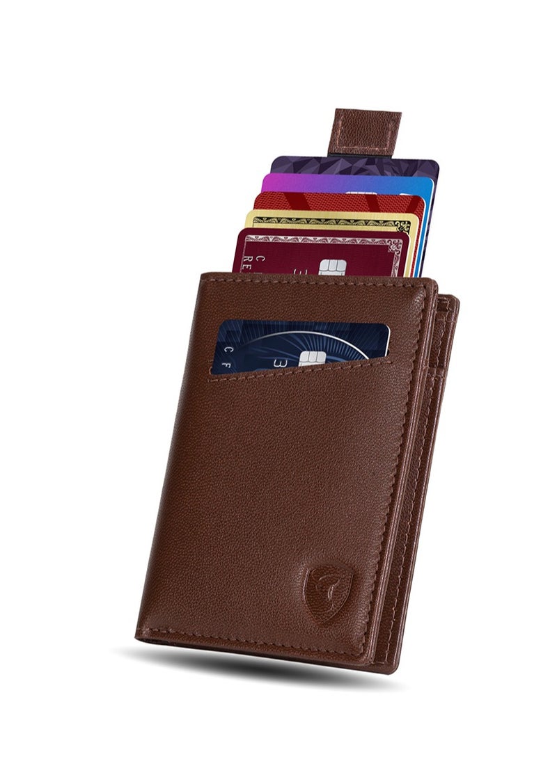 سكينزبي محفظة ثنائية الطي من الجلد RFID للرجال بني  - Image 2