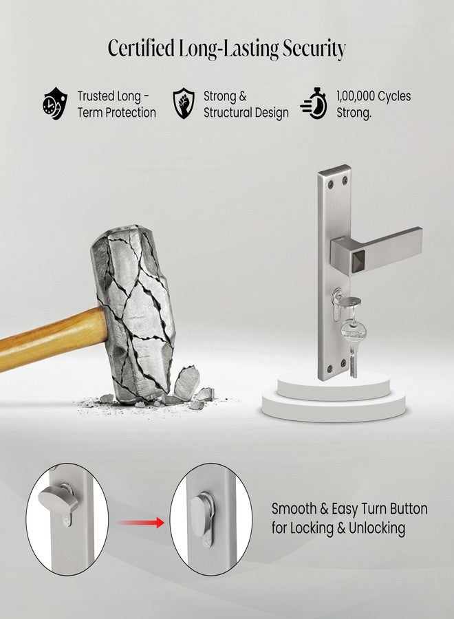 LAPO Door Locking Set for Main Entry & Office Use | 45x45mm Lock Body | 60mm Cylinder | Universal Door Opening Fit | Ideal for 30-50mm Doors | 3 Brass Keys | Matt Finish | 3 Years Warranty | CY-132 - Image 3