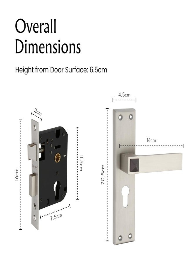 LAPO Door Locking Set for Main Entry & Office Use | 45x45mm Lock Body | 60mm Cylinder | Universal Door Opening Fit | Ideal for 30-50mm Doors | 3 Brass Keys | Matt Finish | 3 Years Warranty | CY-132 - Image 2