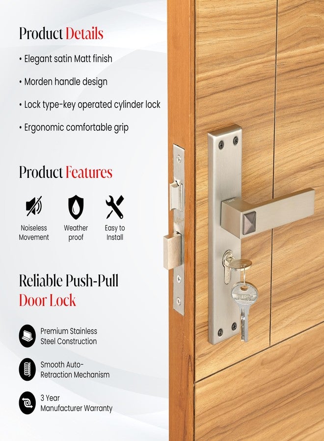 LAPO Door Locking Set for Main Entry & Office Use | 45x45mm Lock Body | 60mm Cylinder | Universal Door Opening Fit | Ideal for 30-50mm Doors | 3 Brass Keys | Matt Finish | 3 Years Warranty | CY-132 - Image 5