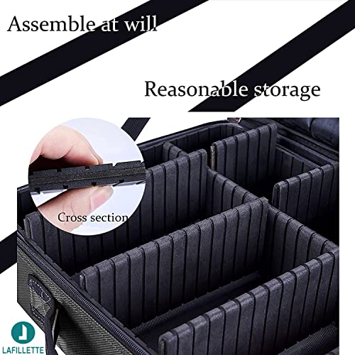 LAFILLETTE Travel Cosmetic Bags, Professional Makeup Case Box Organizer with Adjustable Dividers Compartments for Makeup Brushes Toiletry Jewelry Digital Accessories (16 INCH (1 Layer), Black) - Image 5