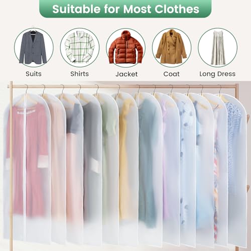 Carbrea 12 Pack Garment Bags for Hanging Clothes - Translucent Dress Bag for Closet Wardrobe Storage Travel - 24" x 57" - Image 3