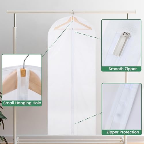 Carbrea 12 Pack Garment Bags for Hanging Clothes - Translucent Dress Bag for Closet Wardrobe Storage Travel - 24" x 57" - Image 4