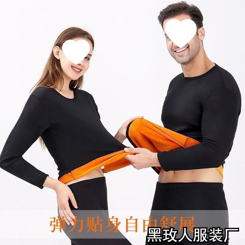 New Fleece Thermal Underwear For Men And Women, Thickened And Lined, Suitable For Young And Middle-Aged Adults, Large Size Autumn Clothes And Pants, Couple'S Thermal Set For Cold Protection - Image 3