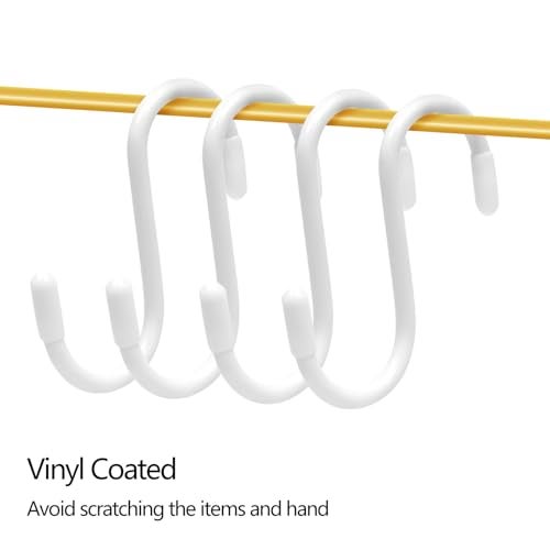 Tingheng 10 Pack 3 Inch S Hooks,Heavy Duty Vinyl Coated Non-Slip Hanging Hooks for Kitchen,Closet,Barthroom,Garage & Garden - White - Image 4