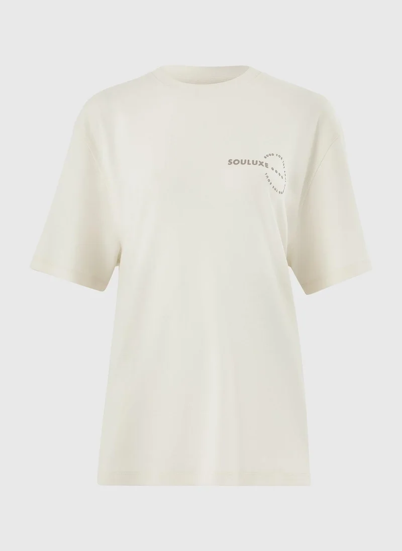 Matalan Souluxe Cream Graphic T-Shirt