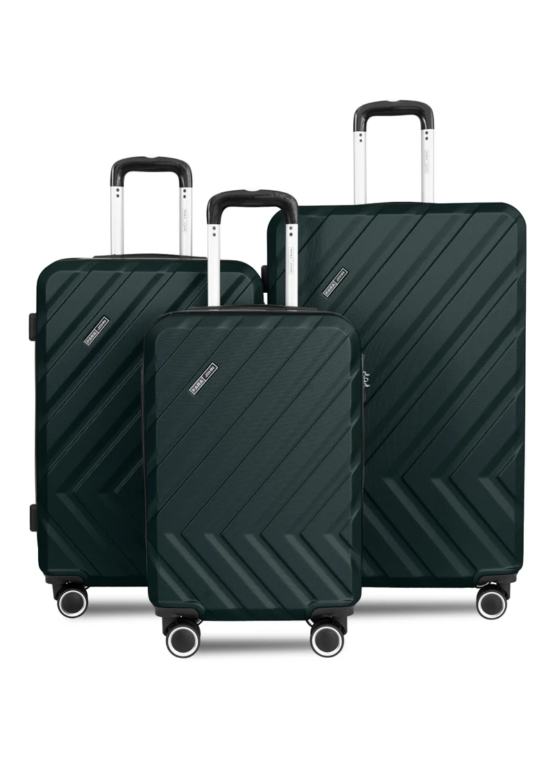 Prisma Series Set of 3 Luggage | Lightweight Small 10KG, Medium 20KG & Large 30KG ABS 4 Wheels Trolley Hardsided Travel Suitcase - Army Green