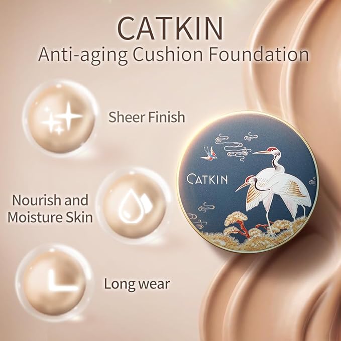 CATKIN Phoenix Foundation for Mature Skin Full Coverage Cushion Foundation with Lightweight and Breathable Formula Sheer Satin Finish Refill Included 13g2 - Image 3