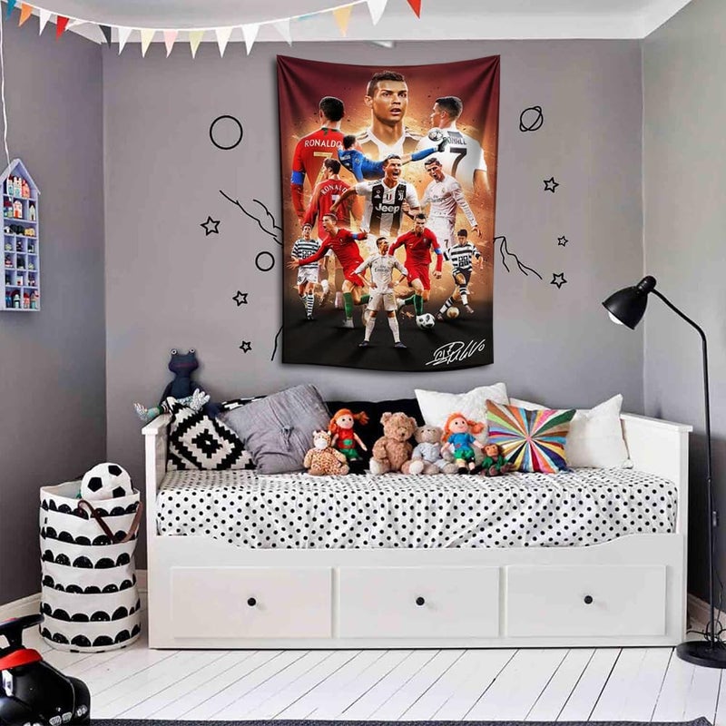 IDOLUSTER Store Soccer Superstar Cristiano Ronaldo Signed Wall Tapestry Poster For Kids Fans Bedroom Wall Hanging Decoration-Ronaldo Tapestry For Teen Boy Birthday Party Gifts-70x100CM - Image 2