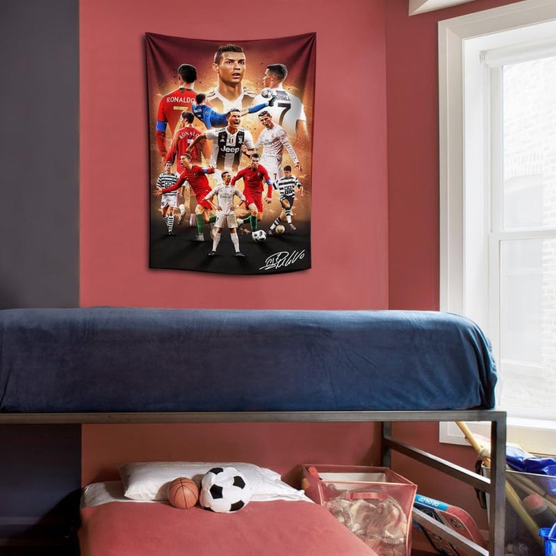IDOLUSTER Store Soccer Superstar Cristiano Ronaldo Signed Wall Tapestry Poster For Kids Fans Bedroom Wall Hanging Decoration-Ronaldo Tapestry For Teen Boy Birthday Party Gifts-70x100CM - Image 5