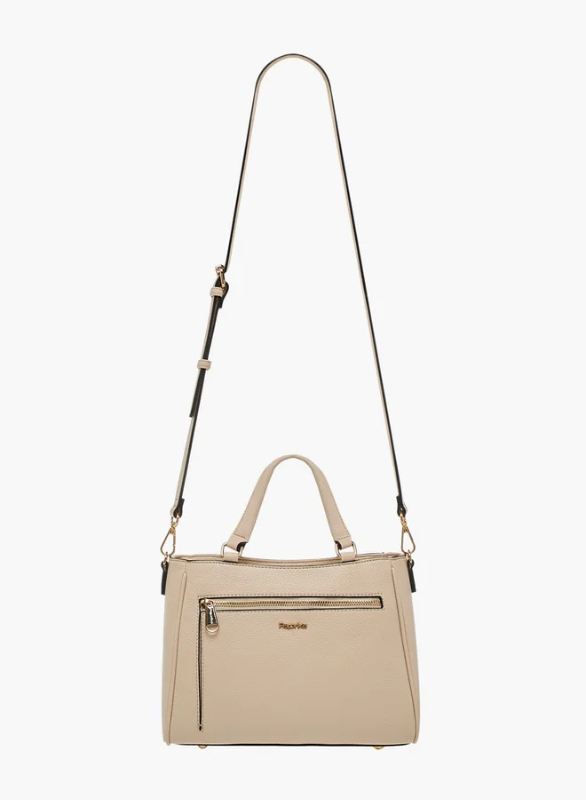 Paprika Solid Tote Bag with Adjustable Shoulder Strap and Zip Closure