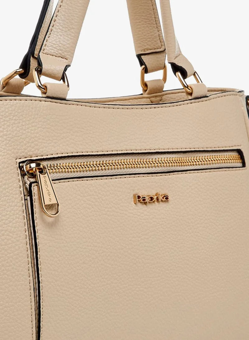 Paprika  Solid Tote Bag with Adjustable Shoulder Strap and Zip Closure for Women | Best Price UAE