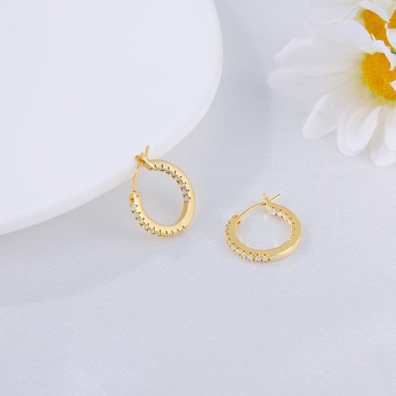 Gacimy 14K Gold Plated Hoop Earrings for Women, 20mm Cubic Zirconia Hoop Earrings with 925 Sterling Silver Post - Image 4