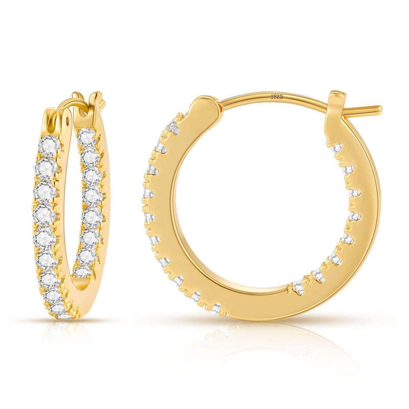 Gacimy 14K Gold Plated Hoop Earrings for Women, 20mm Cubic Zirconia Hoop Earrings with 925 Sterling Silver Post - Image 1