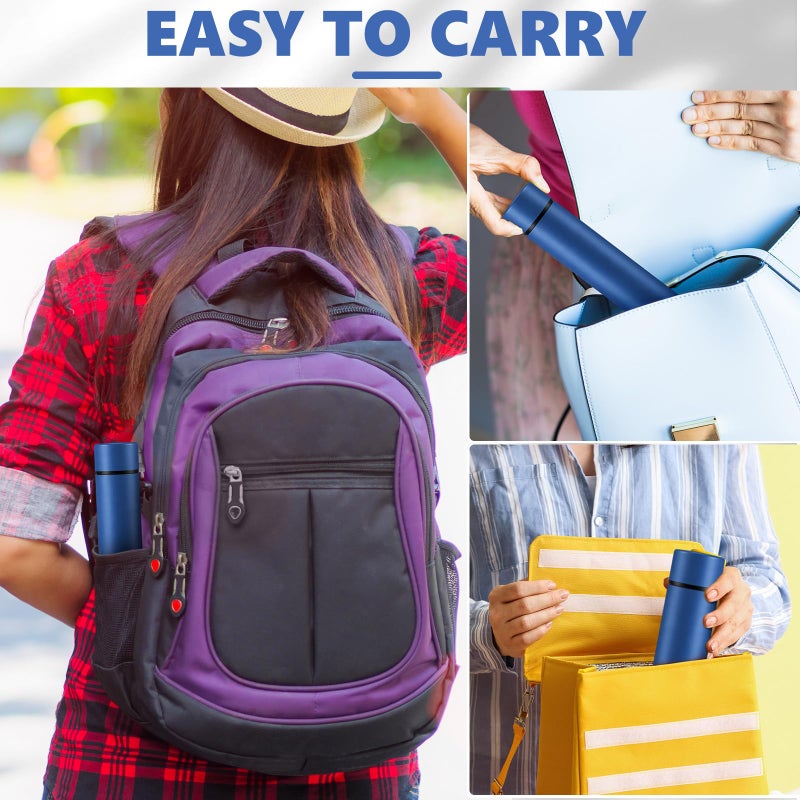 Vesici Slim Water Bottle 8.8 oz Small Stainless Steel Purse Insulated Water Bottles Camping Travel Backpack Pocket Flask for Car Cold Coffee Tea(Dark Blue,2 Pack) - Image 5