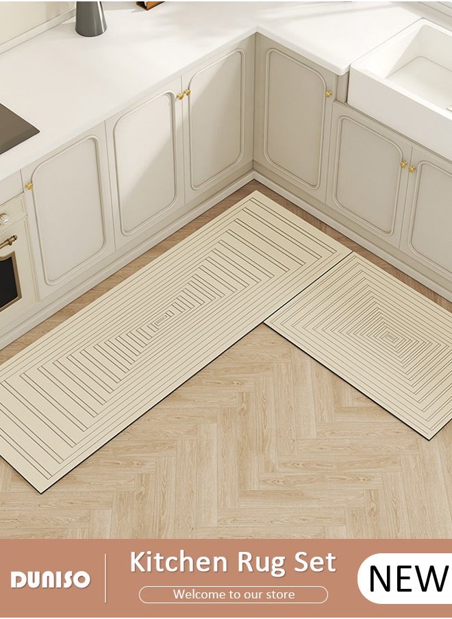 DUNISO 2 PCS  Kitchen Mats and Rugs Set , Non Slip Heavy Duty Standing Mat, Quick Dry Diatom Mud Floor Mat,  Extra Soft and Absorbent Floor Mats for  Kitchen, Bath, Office, Laundry(40*60cm+40*120cm)  - Image 1