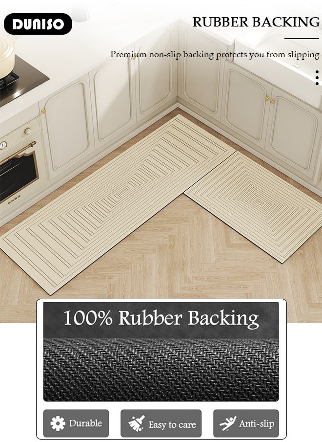DUNISO 2 PCS  Kitchen Mats and Rugs Set , Non Slip Heavy Duty Standing Mat, Quick Dry Diatom Mud Floor Mat,  Extra Soft and Absorbent Floor Mats for  Kitchen, Bath, Office, Laundry(40*60cm+40*120cm)  - Image 2