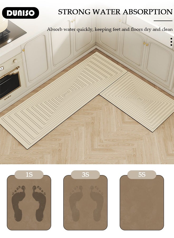 DUNISO 2 PCS  Kitchen Mats and Rugs Set , Non Slip Heavy Duty Standing Mat, Quick Dry Diatom Mud Floor Mat,  Extra Soft and Absorbent Floor Mats for  Kitchen, Bath, Office, Laundry(40*60cm+40*120cm)  - Image 3