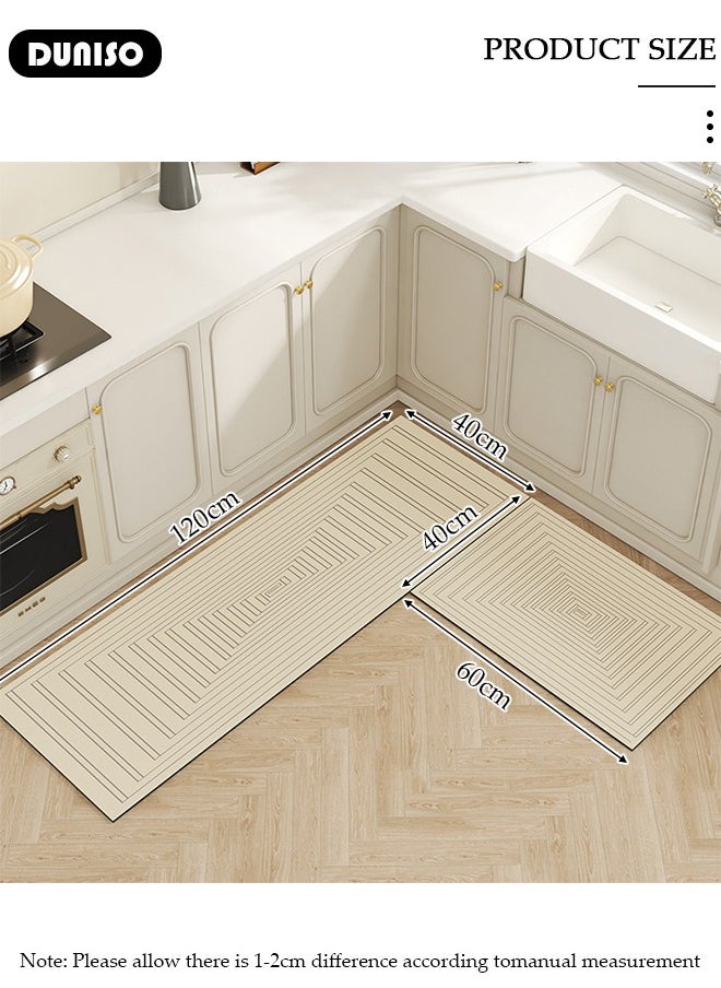 DUNISO 2 PCS  Kitchen Mats and Rugs Set , Non Slip Heavy Duty Standing Mat, Quick Dry Diatom Mud Floor Mat,  Extra Soft and Absorbent Floor Mats for  Kitchen, Bath, Office, Laundry(40*60cm+40*120cm)  - Image 4