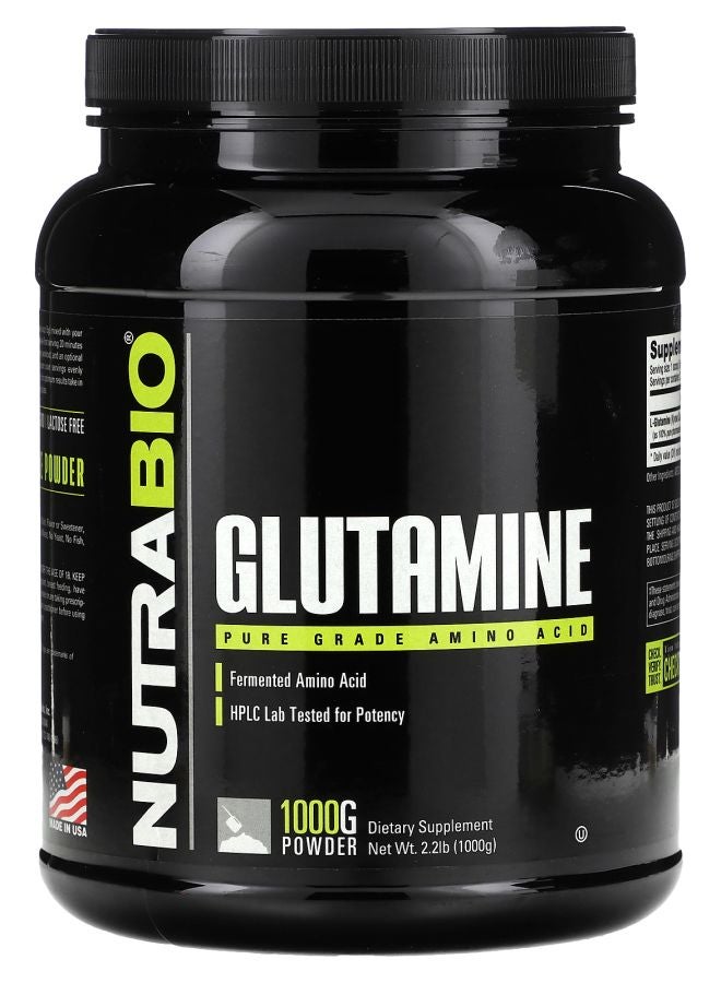 NutraBio Glutamine Pure Grade Amino Acid 2.2 lbs (1000 g) - Image 1