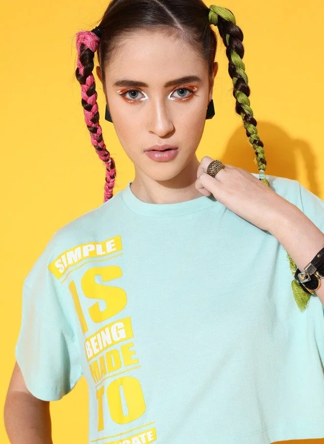 STREET 9 Sea Green Oversized T-Shirt for Women