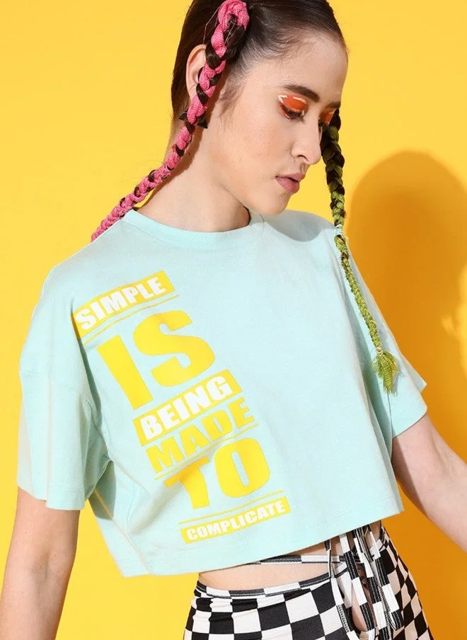 STREET 9 Sea Green Oversized T-Shirt for Women