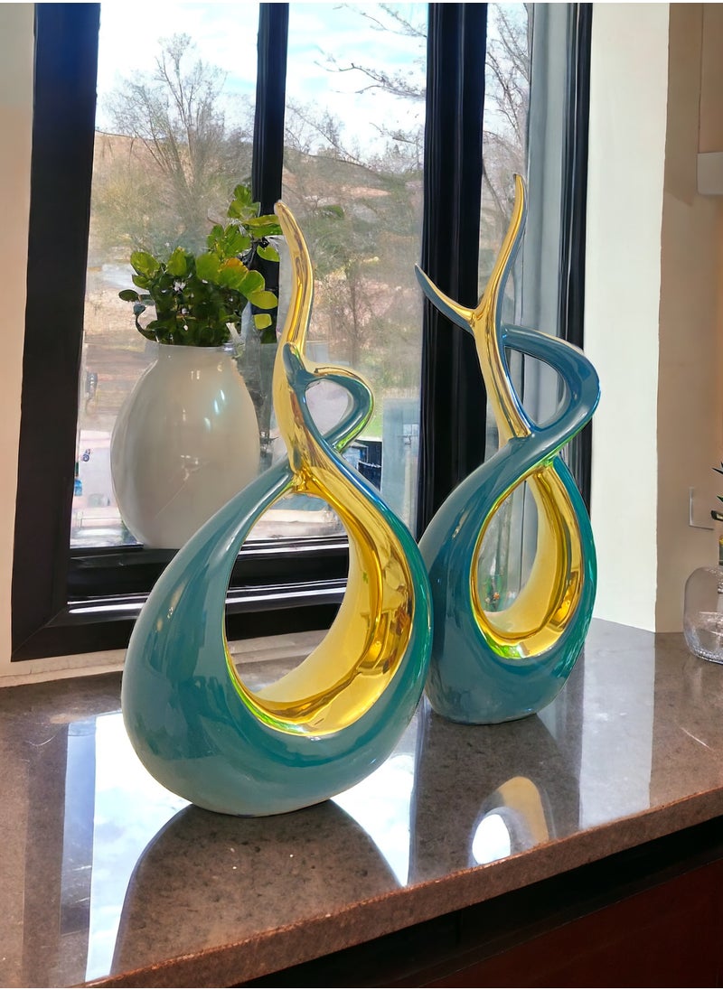 2 Sculptures Suitable Modern Or Traditional Office, Home, Or Hotel Space, Adding A Touch Of Elegance And Sophistication.