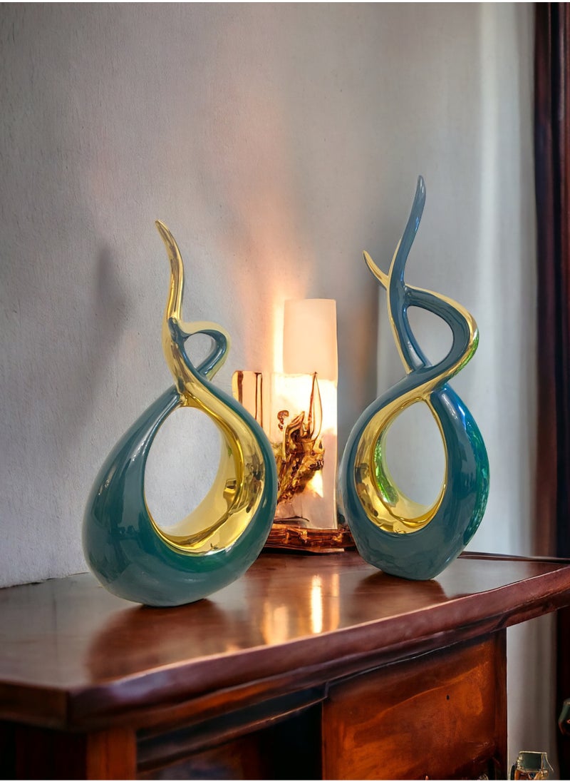 2 Sculptures Suitable Modern Or Traditional Office, Home, Or Hotel Space, Adding A Touch Of Elegance And Sophistication.