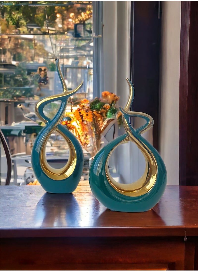 2 Sculptures Suitable Modern Or Traditional Office, Home, Or Hotel Space, Adding A Touch Of Elegance And Sophistication.