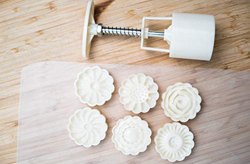 Dadam Cookie Press Mid-Autumn Festival Hand-Pressure Moon Cake Mould with 6 Pcs Mode Pattern for 1 Sets - 50g Cookie Stamp Mooncake Mold Set - Cookie Stamps DIY Decoration Press Cake Cutter - Image 4