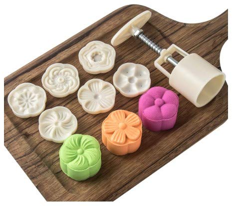 Dadam Cookie Press Mid-Autumn Festival Hand-Pressure Moon Cake Mould with 6 Pcs Mode Pattern for 1 Sets - 50g Cookie Stamp Mooncake Mold Set - Cookie Stamps DIY Decoration Press Cake Cutter - Image 3