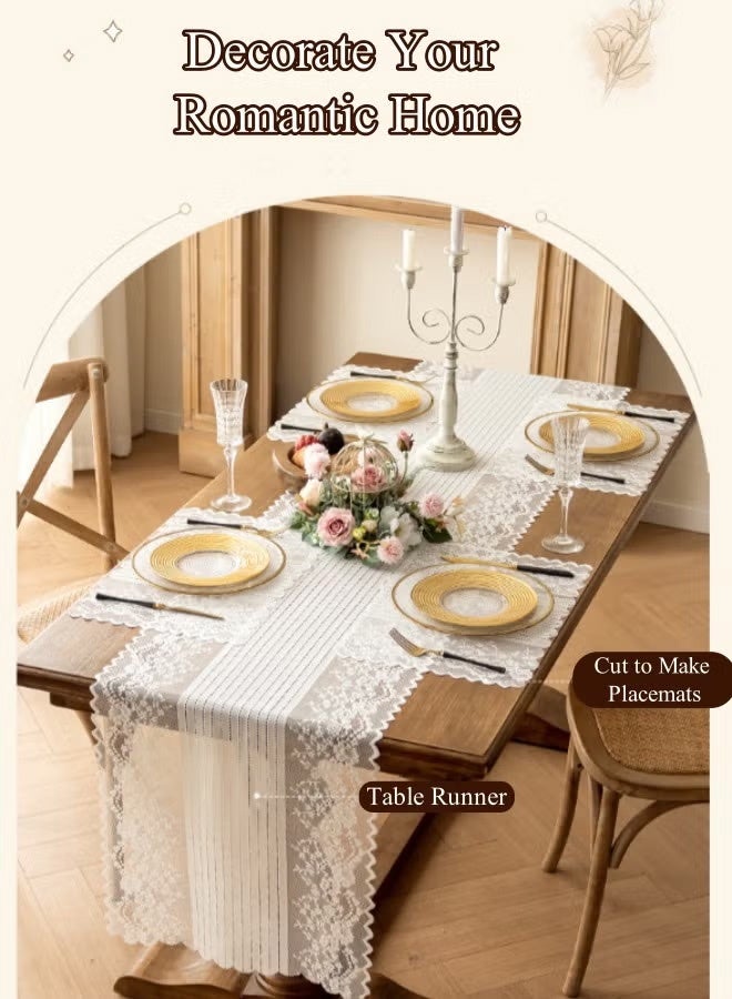 Elegant White Lace Table Runner, Wedding Lace Decor with Floral Embroidery, Dresser Scarf for Holiday, Bridal Shower, Dining, Tea Party,45*180cm - Image 5